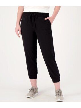 AnyBody Lounge Joggers Size XXS Pull On Cozy Knit Split Cuff Jet Black Sporty